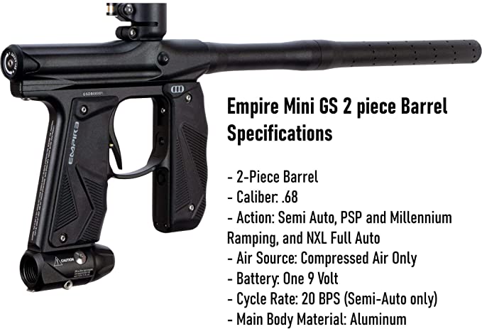 Empire Mini GS Paintball Marker 2 Piece Barrel - Dust Black - Image 5