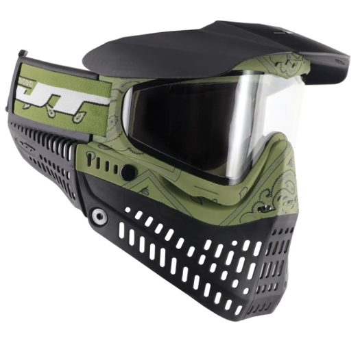 JT Bandana Series Proflex Paintball Mask - Green w/ Clear Thermal Lens - Image 2