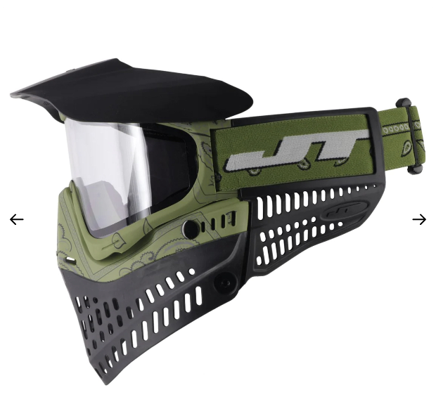 JT Bandana Series Proflex Paintball Mask - Green w/ Clear Thermal Lens - Image 3