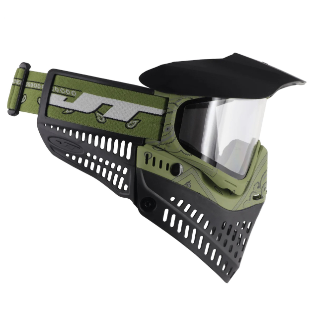 JT Bandana Series Proflex Paintball Mask - Green w/ Clear Thermal Lens - Image 4