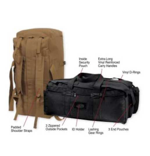 Rothco Mossad Tactical Military Style Duffle Bag - Black - Image 2