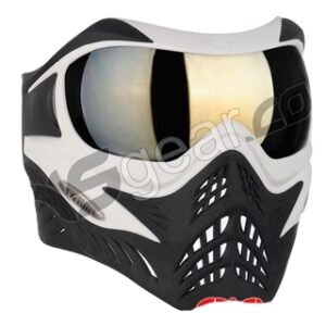 V-Force Grill Paintball Mask - White/Black w/ Mirror Gold Lens