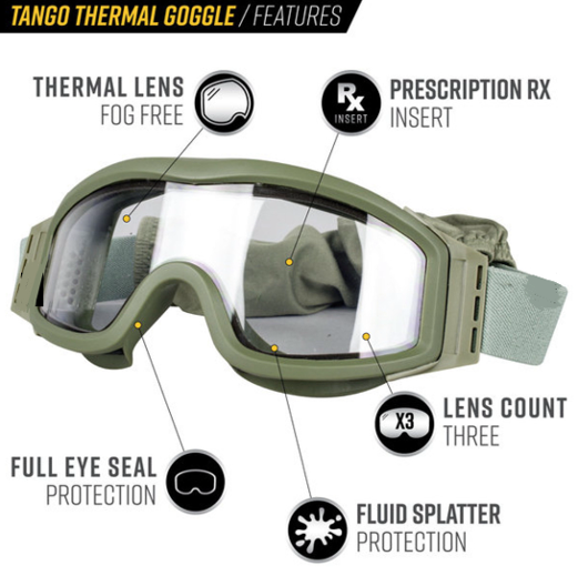 Valken Tango Paintball Goggles With Dual Pane No Fog Thermal Lenses - Image 2